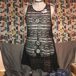 2 Westloop Black/ White Lace Beach Cover up Dress L/XL